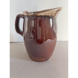 Vintage Hull oven proof brown drip glaze ceramic creamer USA pottery 4-1/2" tall